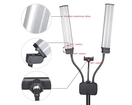 LED Double Flex Arm Floor Lamp Lamps Raw Tattoo Supplies